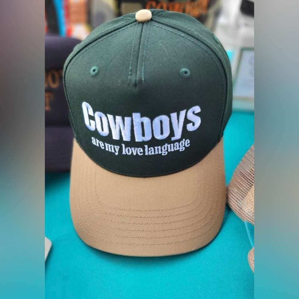 Cowboys Are My love Language Hunter Green and Tan Baseball Cap